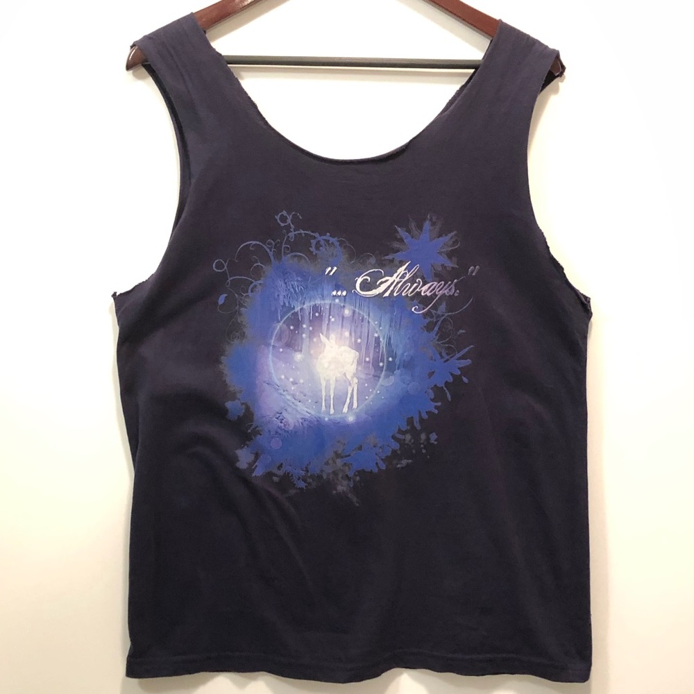 Harry Potter Always Snape Patronus Sleeveless Custom Cut Graphic Tee Navy XL